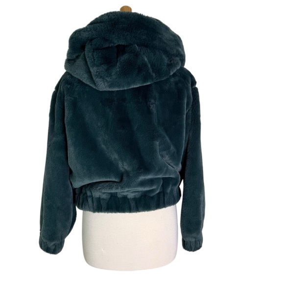 Philosophy Faux Fur Hooded Jacket Coat Green Size S Boho - Picture 6 of 10
